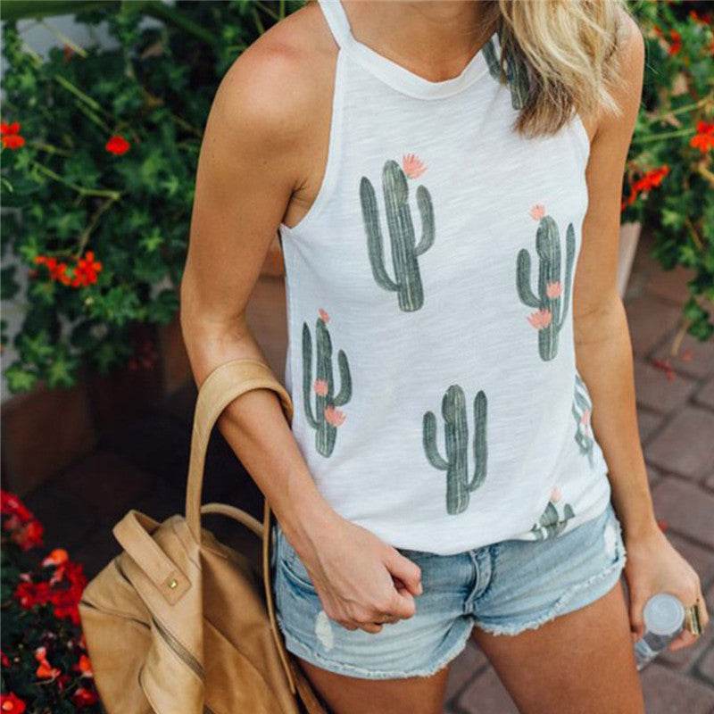 Summer Halter neck blouse top Cactus Print Women - EX-STOCK Canada