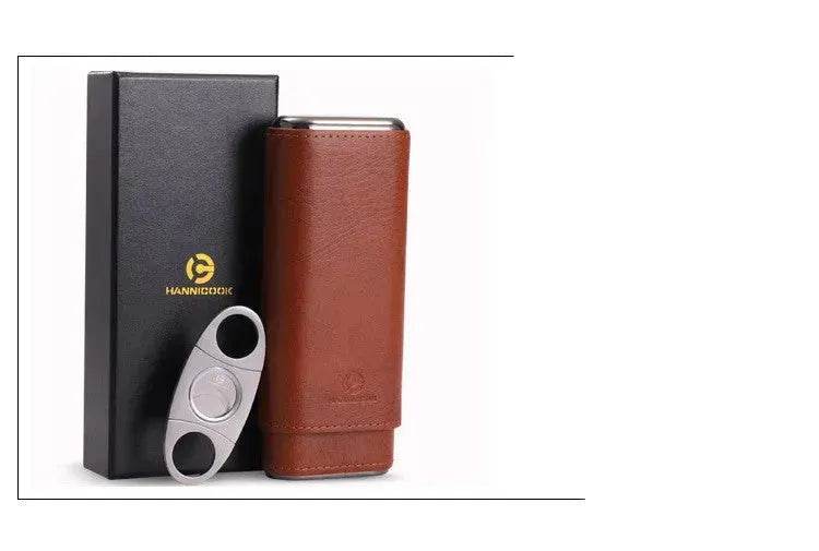 Humidifying and Moisturizing Leather Cigar Case and Cigar Cutter set - EX-STOCK Canada