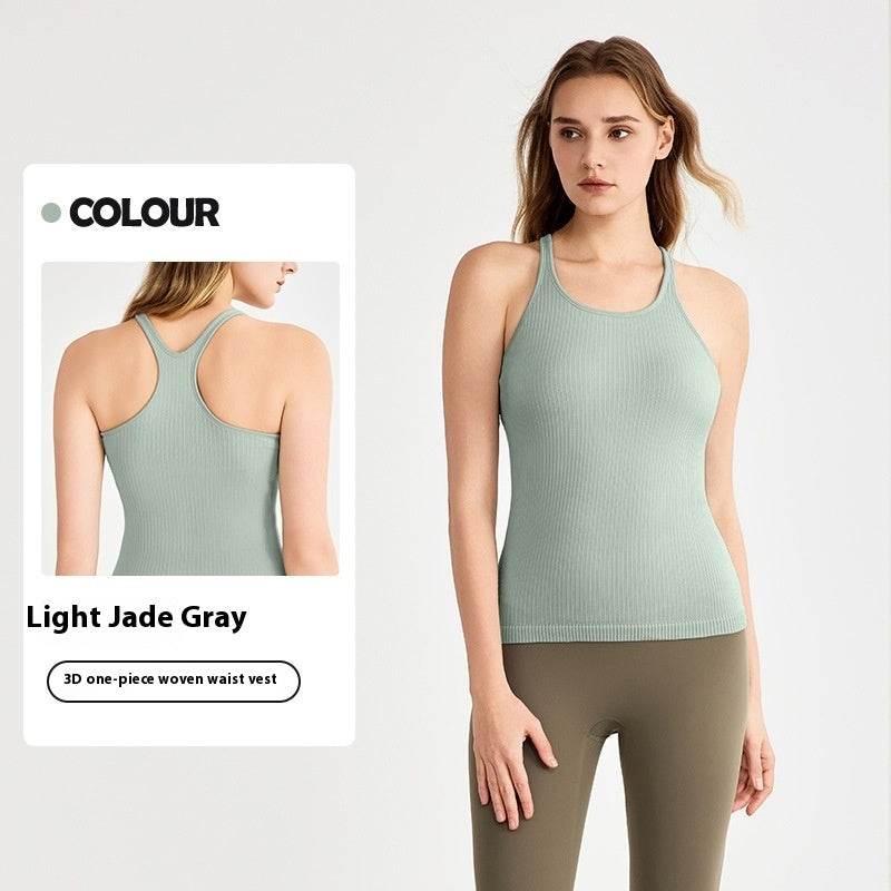 yoga clothes sleeveless Vest With Chest Pad Workout Top - EX-STOCK Canada