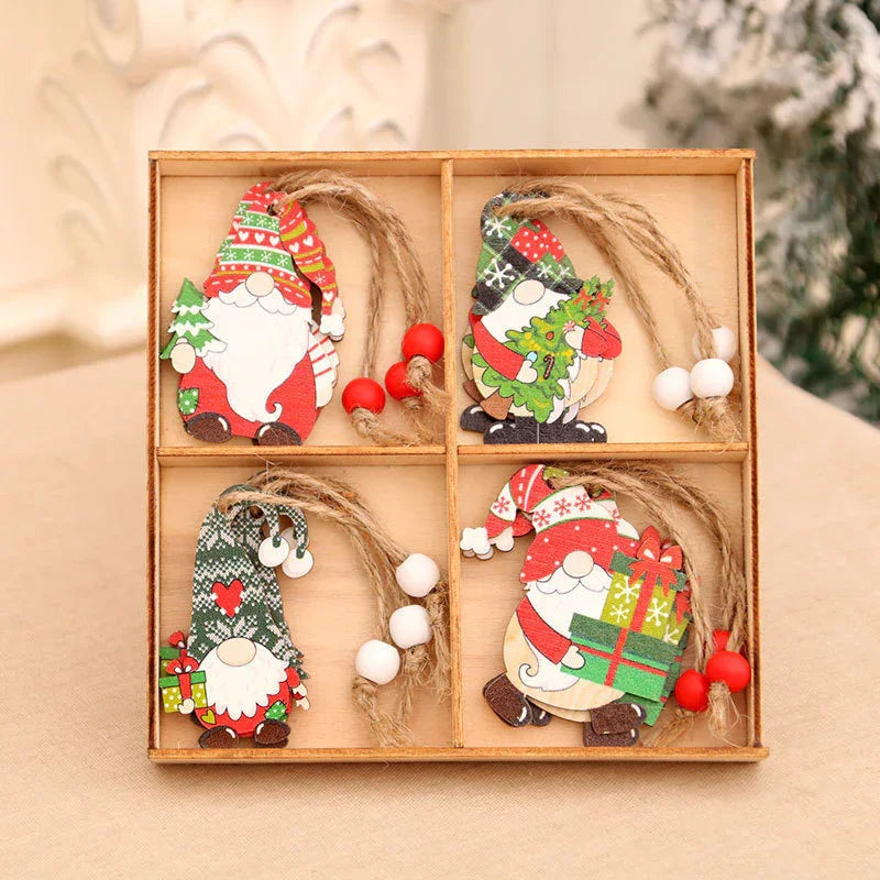 12 PCs Faceless Old Man Christmas Wooden Pendant Boxed Christmas Tree EX-STOCK Canada