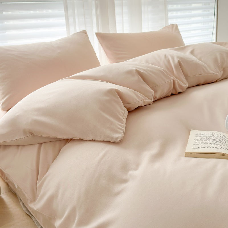 Solid Color Four-piece Set Simple Washed Sanding Duvet Cover EX-STOCK Canada