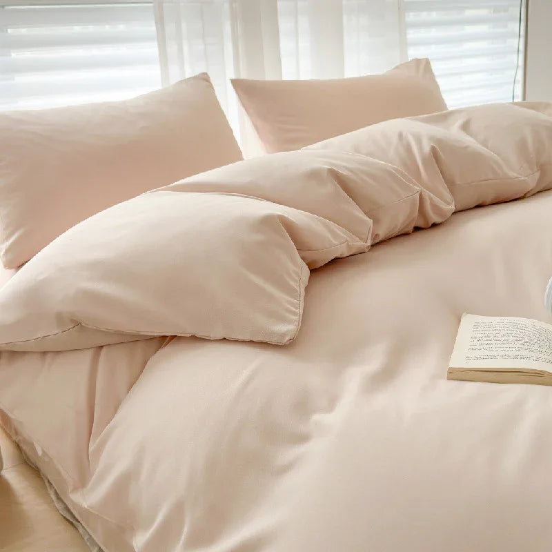 Solid Color Four-piece Set Simple Washed Sanding Duvet Cover EX-STOCK Canada