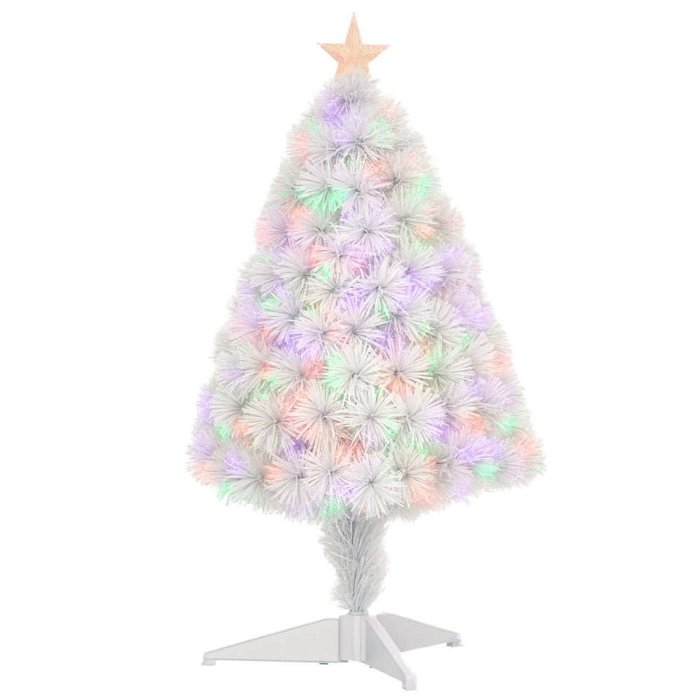 2.5FT Prelit Artificial Tabletop Christmas Tree With Fibre Optics Holiday Home Xmas Decoration For Table And Desk White EX-STOCK Canada
