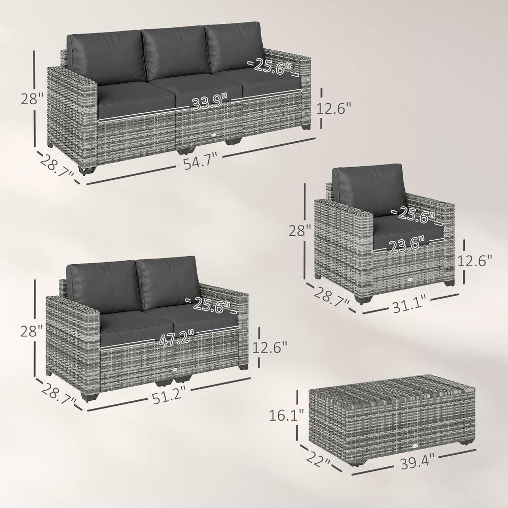 Gartenmöbel-Set, Kissen, Sofa, Zweisitzer, Aufbewahrungstisch, GrauEX-STOCK Canada