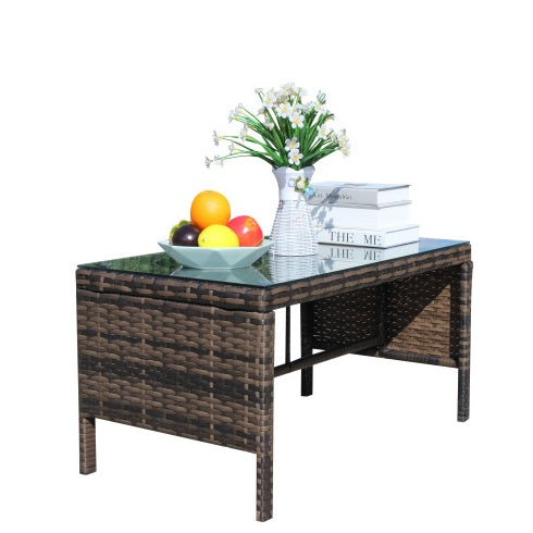 Mobilier de patio extérieur 1 table basse avec verre trempé transparentEX-STOCK Canada