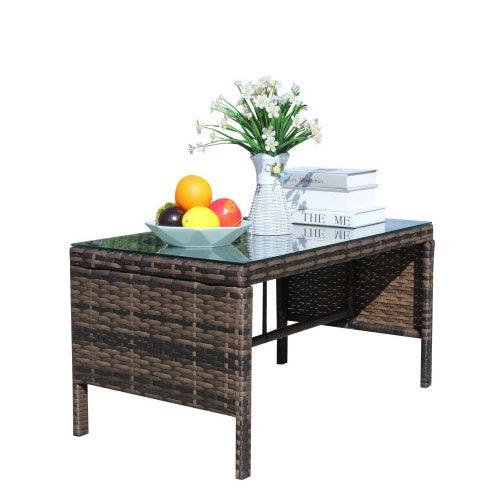 Muebles de Patio al Aire Libre 1 Mesa de Café con Vidrio Templado TransparenteEX-STOCK Canada