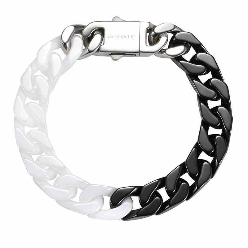 Spliced White Ceramic Cuban Link Chain Bracelet - EX-STOCK Canada
