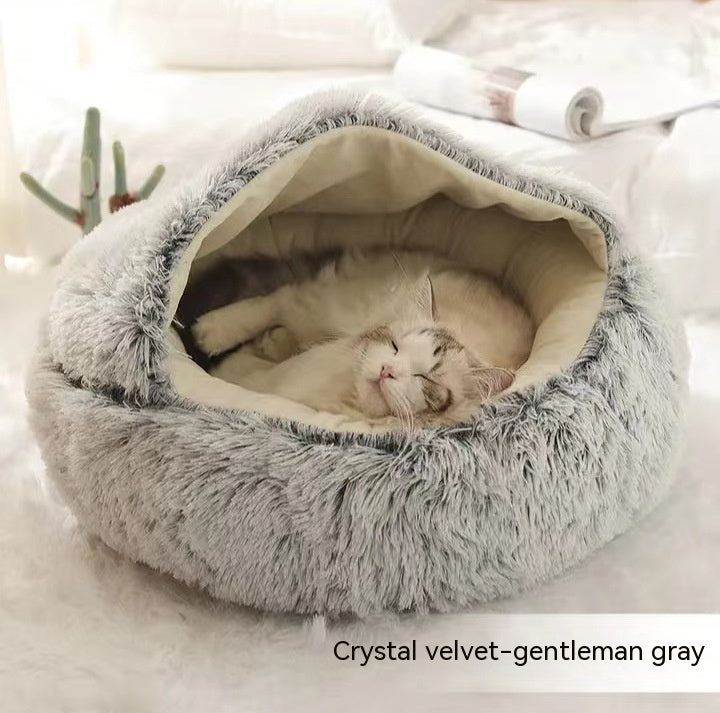2 In 1 Dog And Cat Bed Pet Winter Bed Round Plush Warm Bed House Soft Long Plush Pets Bed Pet Products EX-STOCK Canada
