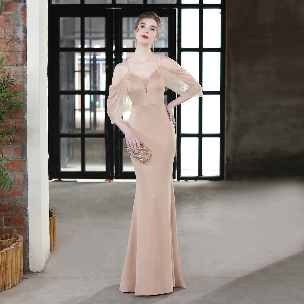 Bride Long Suspender Appreciation Dinner Party Slim-fit Fishtail Skirt Dress EX-STOCK Canada