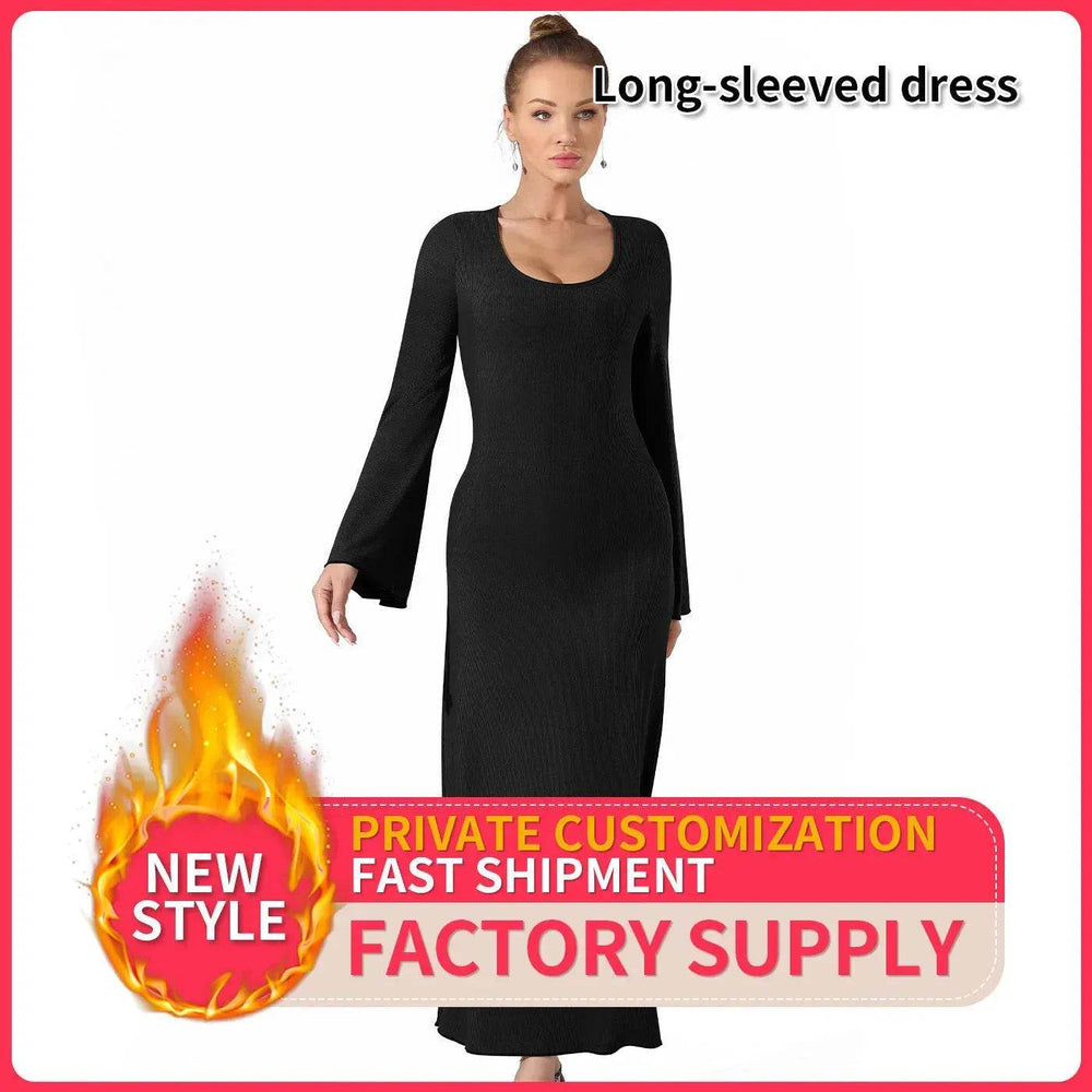 Women's Fashion Simple Plain Long Dress - EX-STOCK Canada