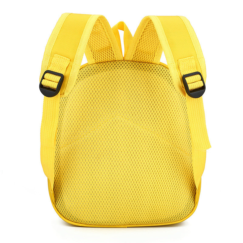 Yellow backpack with black straps on a white background