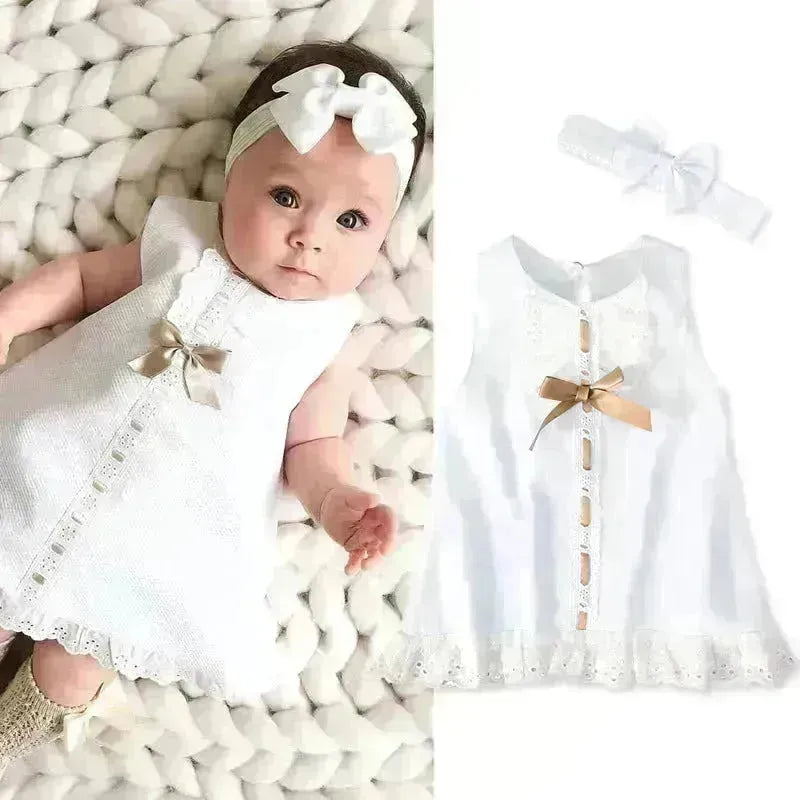 Girls Baby Sleeveless Bow Skirt Dress Abito da battesimo Abito da bambino Abito da battesimo