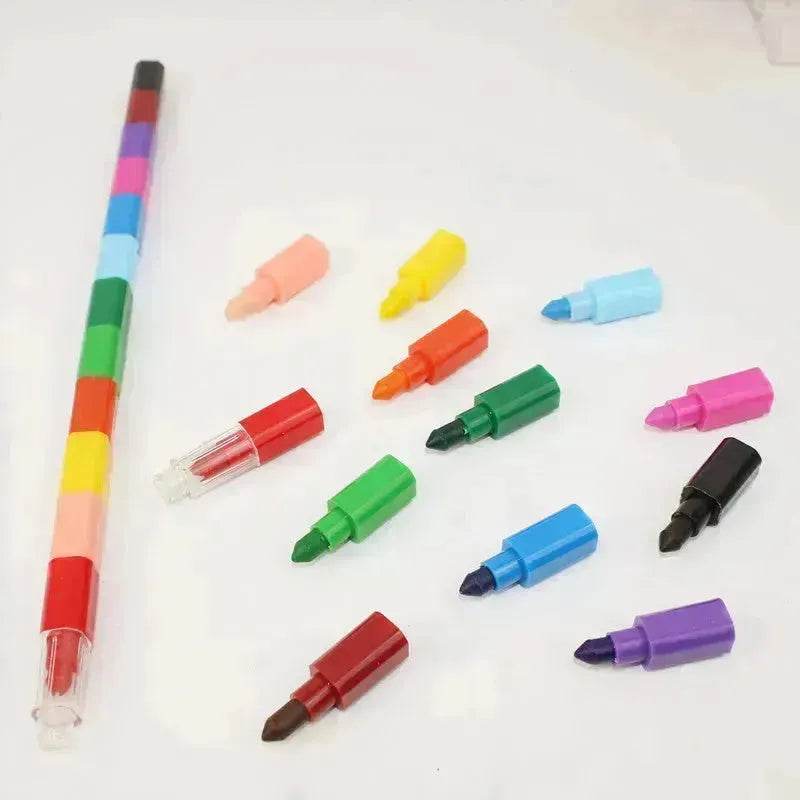 Creative Building Blocks Coloring Crayon 12 Colors Square Crayon Crayon Stationery - EX-STOCK Canada