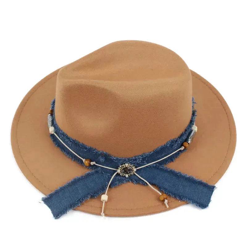 Women Fashion Denim Blue Cloth Scarf Hat Woolen Hat - EX-STOCK Canada