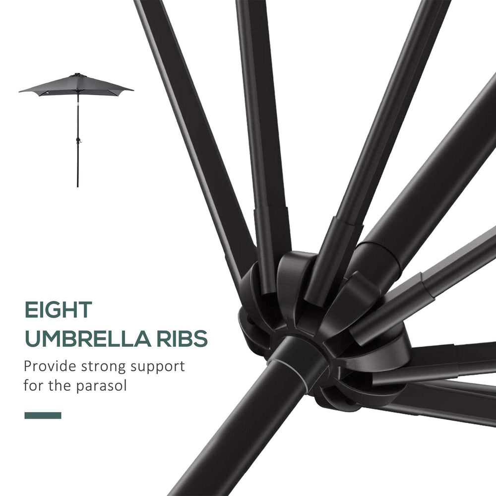 9 X 7 Ft Patio Umbrella Outdoor Table Market With Crank Solar LED Lights Tilt Button For Deck Dark Gray - EX-STOCK Canada