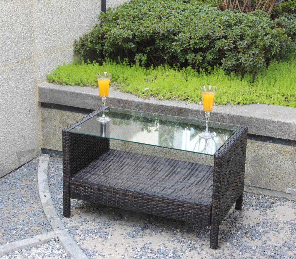 Outdoor-Patio-Möbel-Couchtisch mit klargespannter SicherheitsglasplatteEX-STOCK Canada
