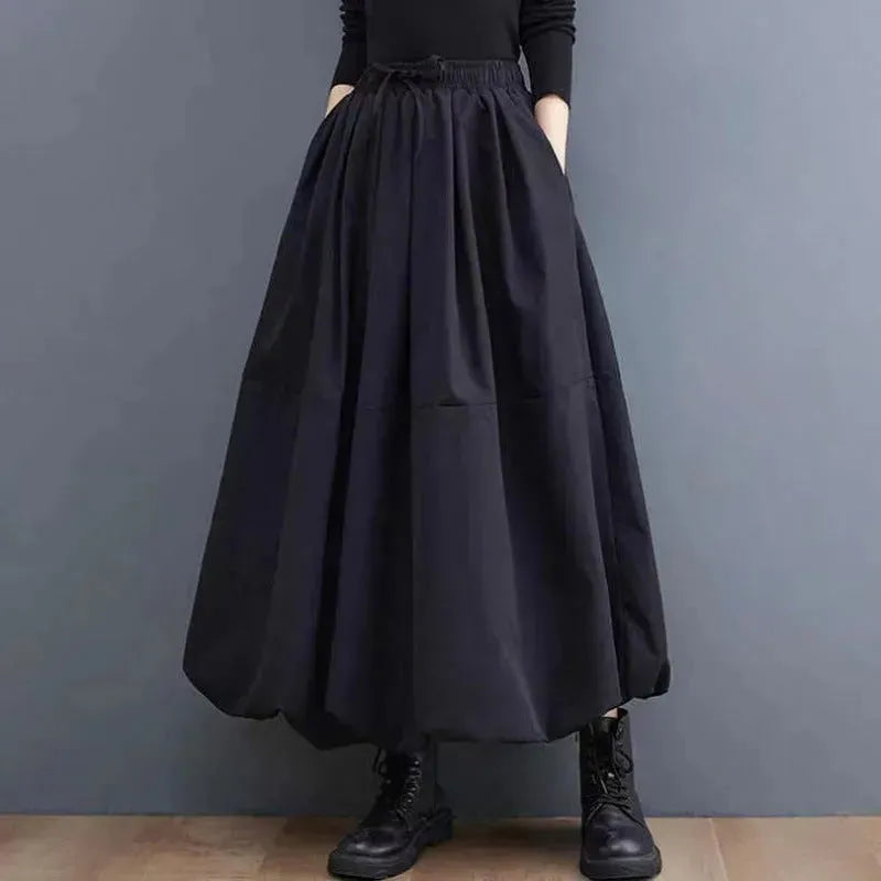 Fashion Personality New Solid Pocket Prairie Midi maxi Skirt Women - EX-STOCK CANADA