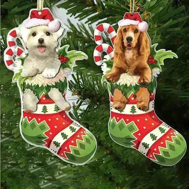 Christmas Stockings Christmas Tree Decorative Socks Dog Pendant Creative Cute - EX-STOCK CANADA