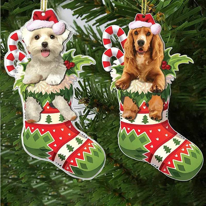 Christmas Stockings Christmas Tree Decorative Socks Dog Pendant Creative Cute - EX-STOCK Canada