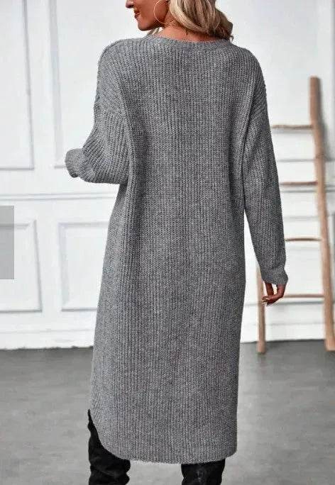 Front Split Winter Sweater Mini Tunic Dress - EX-STOCK Canada