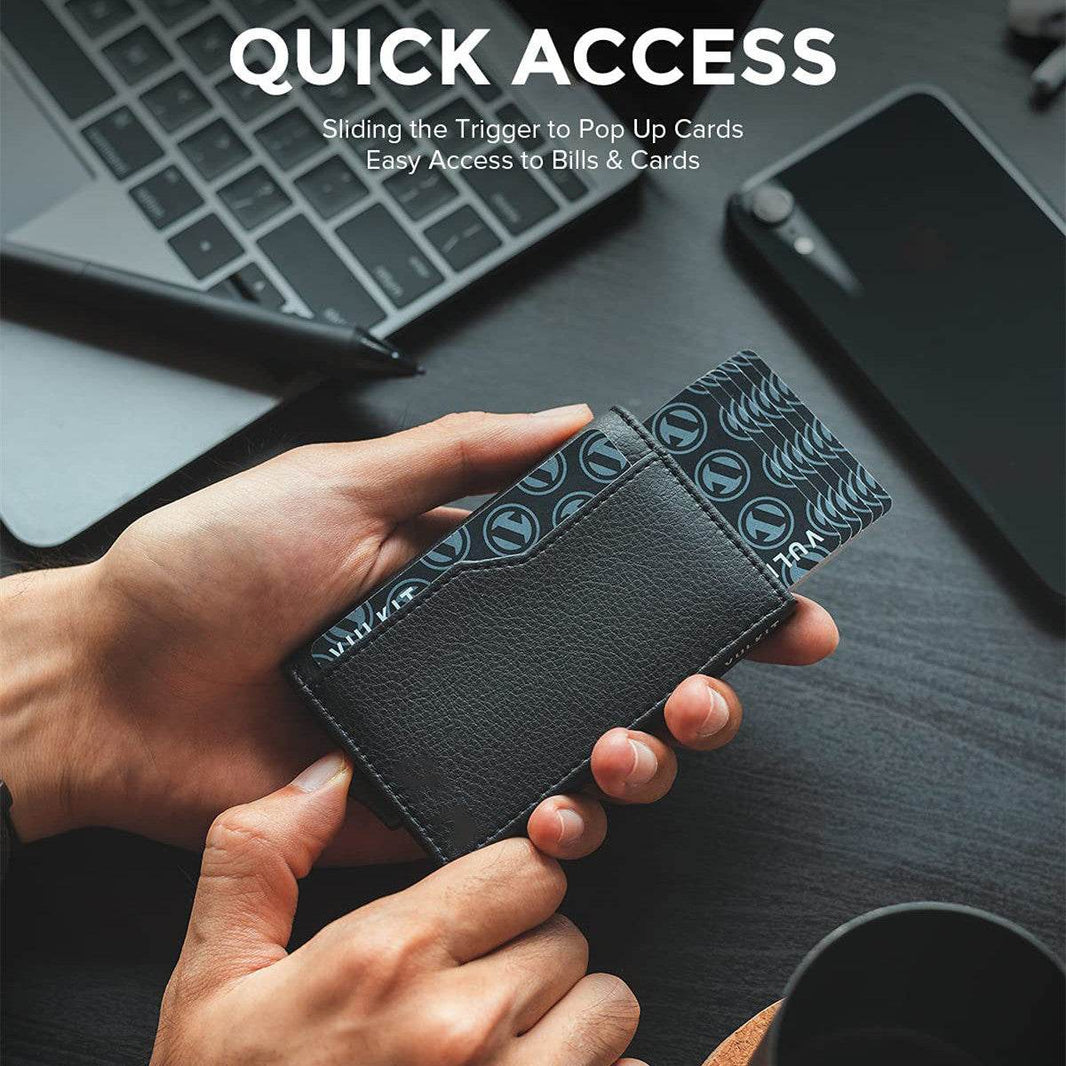 Credit Card Case With Double Id Window Rfid Blocking Automatic Leather Up Card Wallet - EX-STOCK Canada