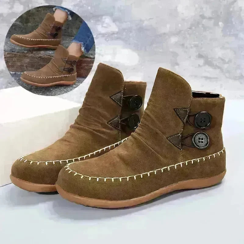 Button Design Ankle Boots For Women Autumn And Winter - EX-STOCK CANADA