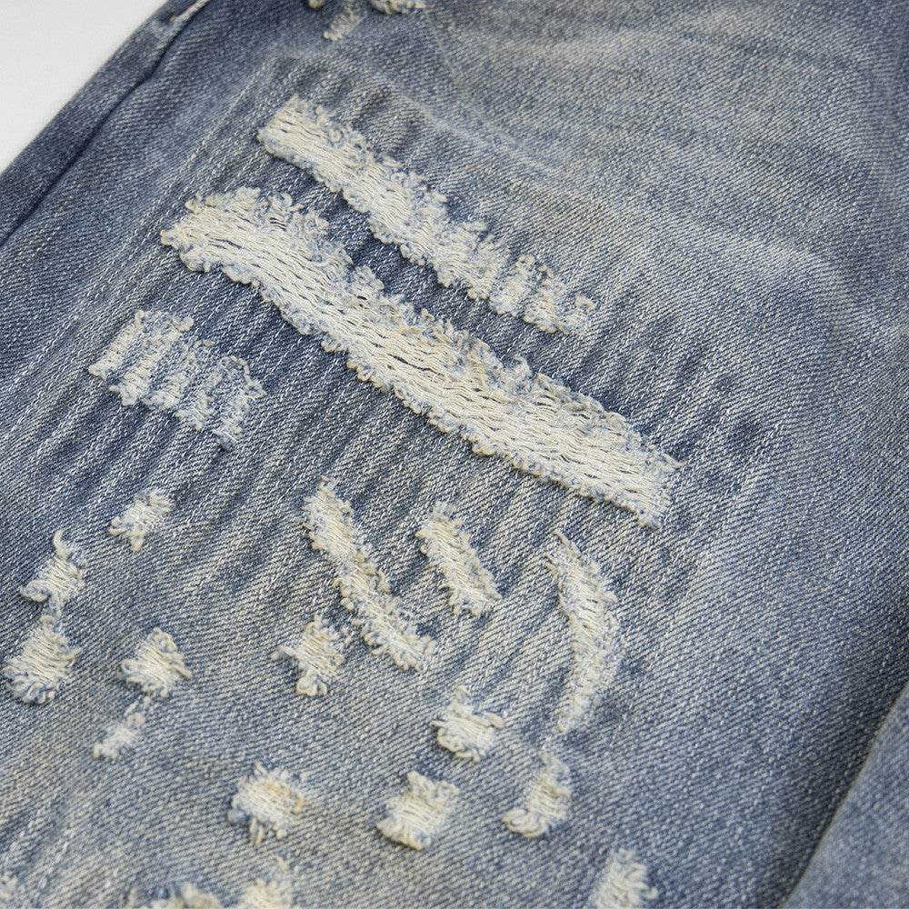 Punk Make Old Ripped Letter Denim Trousers Men Jeans - EX-STOCK Canada