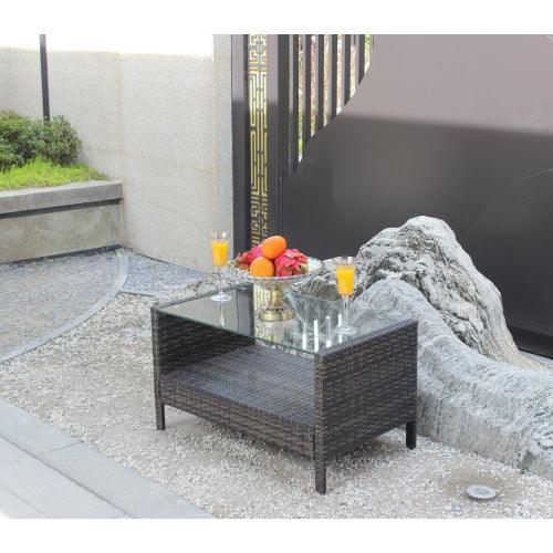 Table basse de mobilier de patio extérieur avec verre trempé clairEX-STOCK Canada