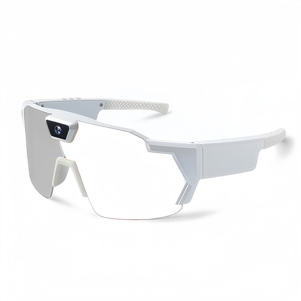 White sunglasses with a clear lens on a white background