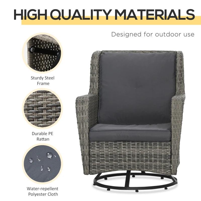Patio Bistro Set, Porch Furniture With 360 Rotation & Rocking Function,, Gray EX-STOCK Canada