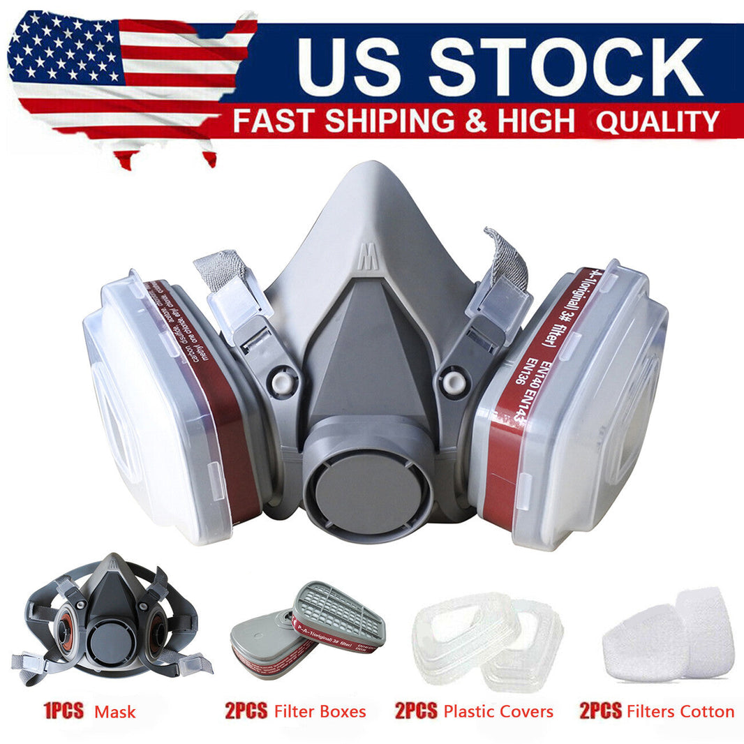 7in1 Half Face Gas Mask Facepiece Spray Painting Respirator Reusable Safety Suit For 6200 With Filter Chemical And Other Work Protection EX-STOCK