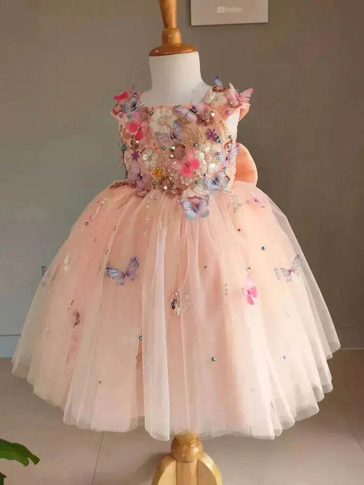 Children's Handmade Flower Fashion Special Dress Princess Ball Gown Dress Birthday Photoshoot Dress for girls Party dress for kids - EX-STOCK Canada