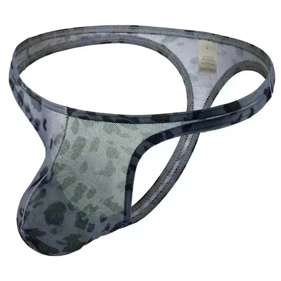 Men's Underwear Leopard Mesh T-back Low Waist thong Briefs - EX-STOCK CANADA