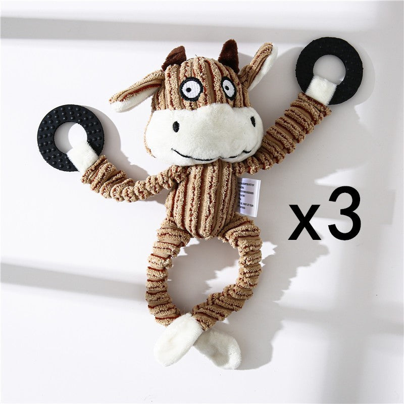 Pet Toy Donkey Shape Corduroy Chew Toy For Dogs Puppy Squeaker Squeaky Plush Bone Molar Dog Toy Pet Training Dog EX-STOCK Canada