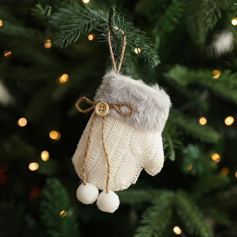 White Plush Fabric Pendant Gloves Sled Creative Christmas Tree Ornaments EX-STOCK Canada