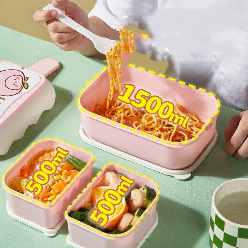 Cute Double Layered Kids Plastic Lunch Box - EX-STOCK Canada