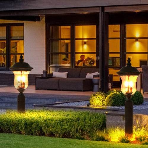 Vintage Outdoor Light Pole Lights, Waterproof Garden Patio Lights, Walkway & Driveway Lighting - One Piece No Bulb - EX-STOCK Canada