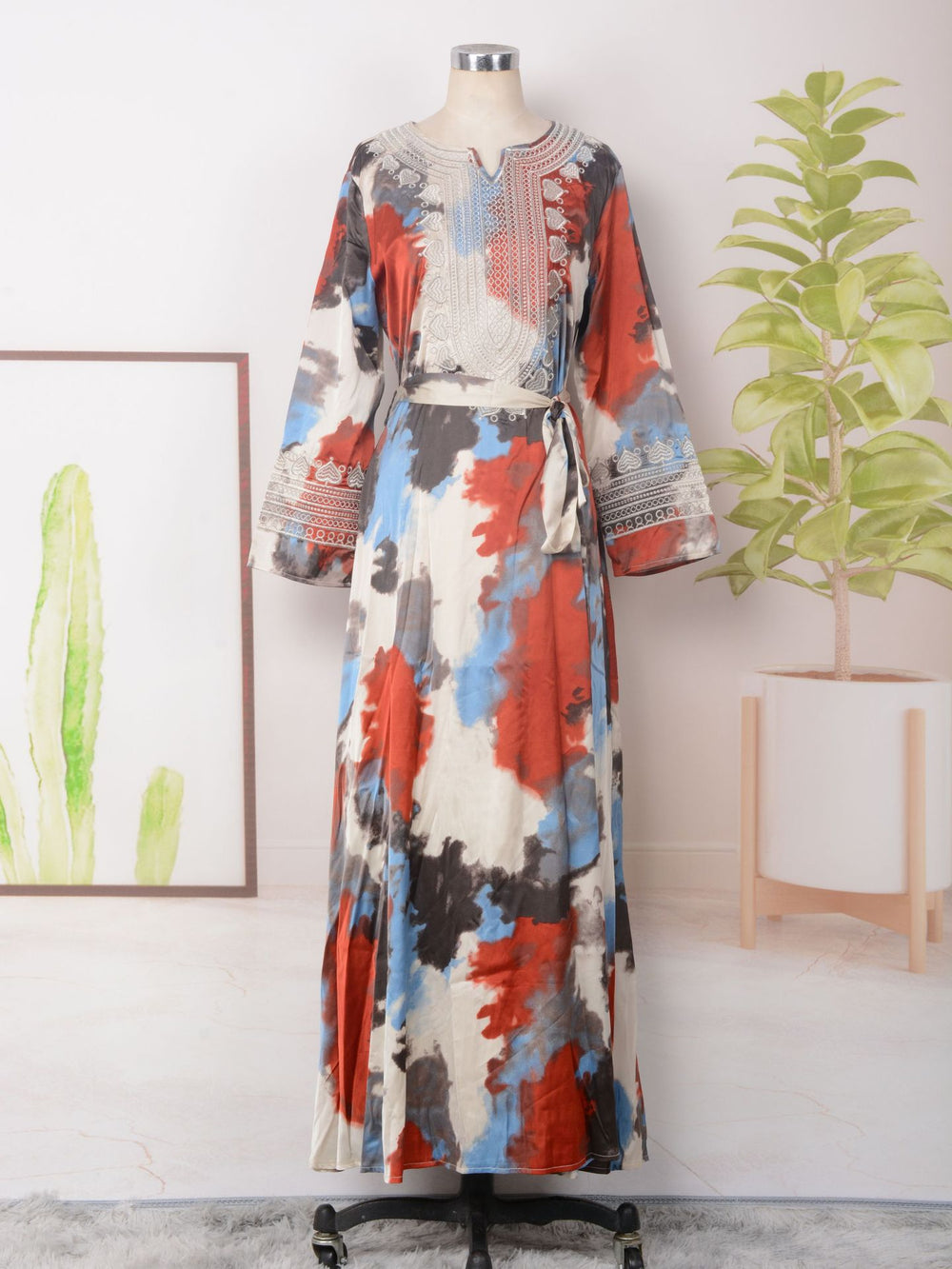 Robe musulmane ample imprimée et brodée pour femmes - EX-STOCK Canada