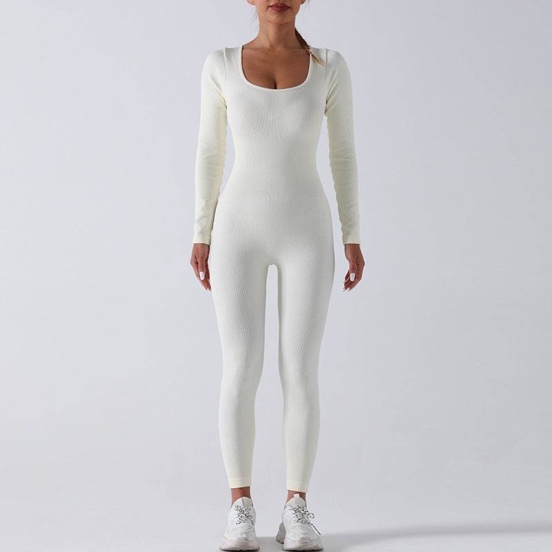Seamless Long Sleeve Yoga Jumpsuit Bodycon Women Activewear Athleisure Romper - EX-STOCK Canada