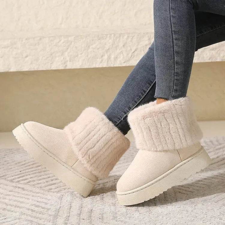 Thick-soled Plush Snow Boots Winter Warm Mid-tube Furry Cotton Shoes For Women Short Boot - EX-STOCK Canada