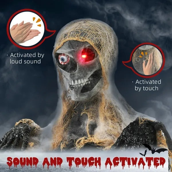 Halloween Animated Mummy With Glowing LED Eyes, Animatronic Halloween Decoration, Battery Operated EX-STOCK Canada