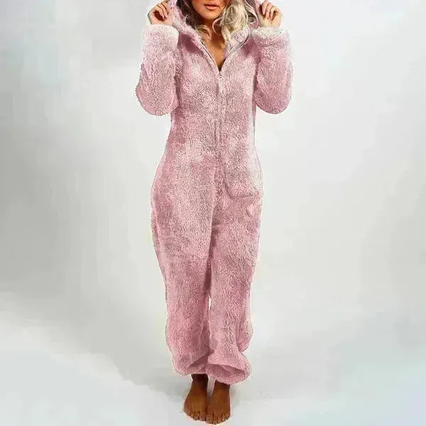 Women Polar Bear Winter hooded pajamas Jumpsuit Lounge wear Sleep wear