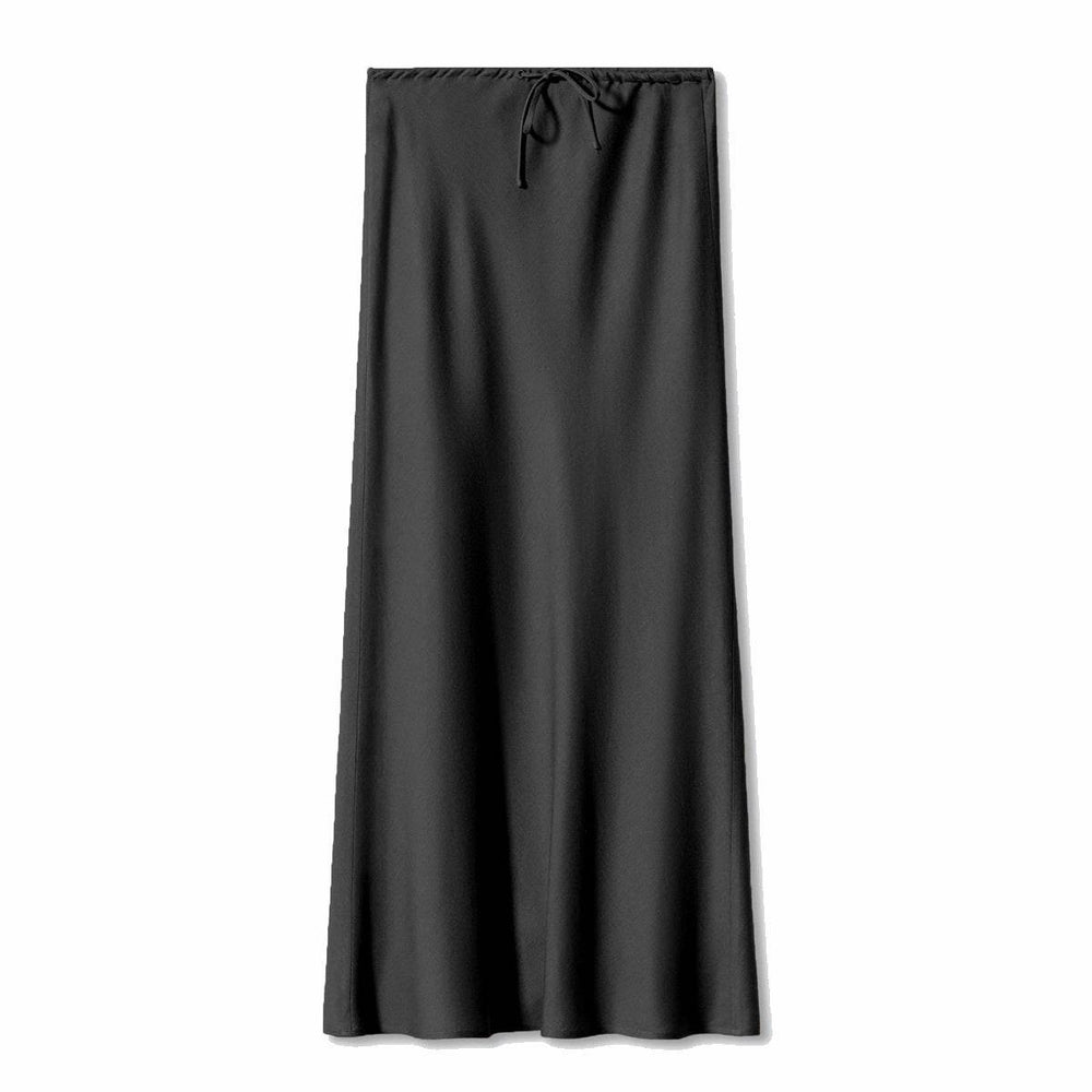 High Quality Satin Silk High Waist Drawstring Lace-up Solid Women Satin Midi Skirt - EX-STOCK Canada