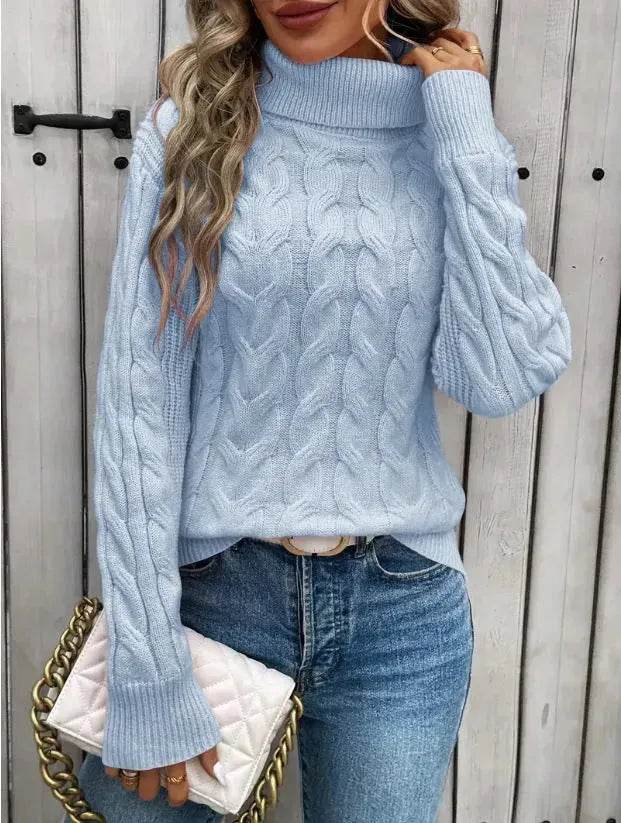 Women's Cable-knit Turtleneck Sweater - EX-STOCK Canada