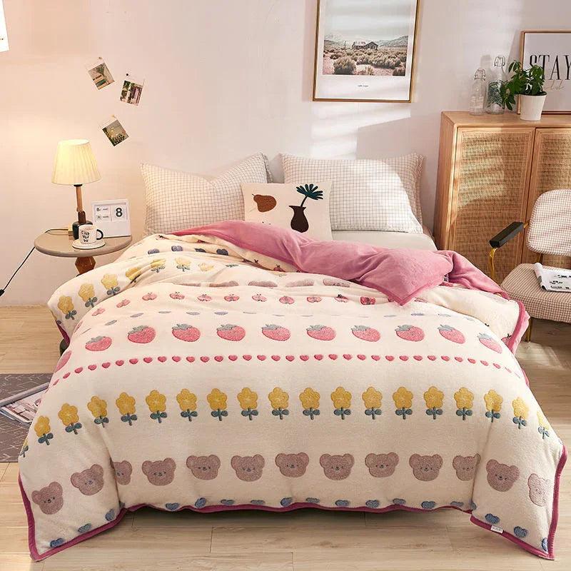 Plush Thick Snowflake Duvet Cover Single Piece Flannel EX-STOCK Canada