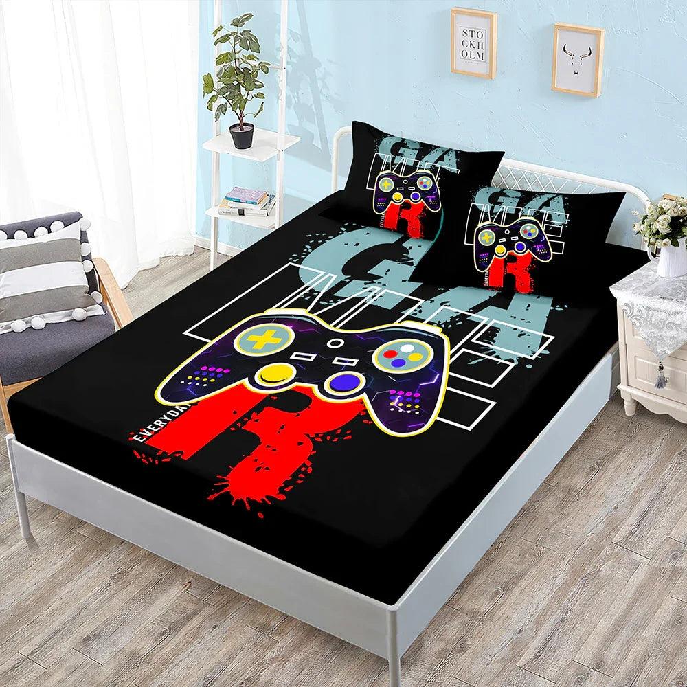 Fitted Sheet Duvet Cover Three-piece Gamepad Cool Mattress Cover EX-STOCK Canada