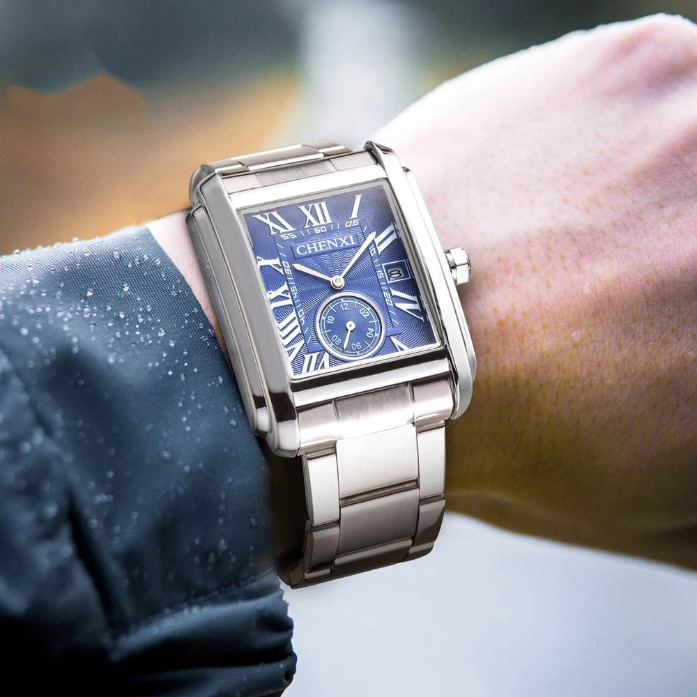 Square Quartz Leather Strap Alloy Watch Men - EX-STOCK Canada