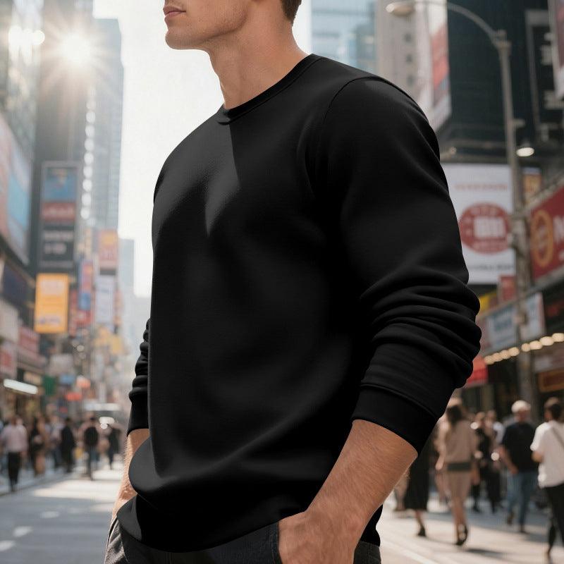 Fleece-lined Crew Neck Sweater Male Loose Casual Top EX-STOCK Canada