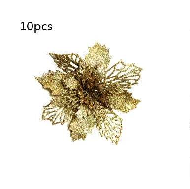 Glitter Artifical Christmas Flowers Christmas Tree Decorations For Home Fake Flowers Xmas Ornaments New Year Decor - EX-STOCK Canada