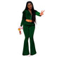 Women 2pcs Velvet Hoodie Wide leg Pant Crop top sweatsuit Athleisure Outfit - EX-STOCK Canada